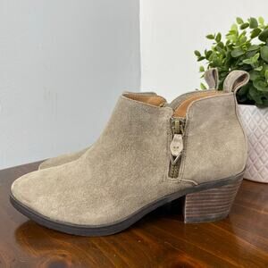 New Vionic Cecily Stone Suede Leather Comfort Ankle Boot  Size 6 Waterproof